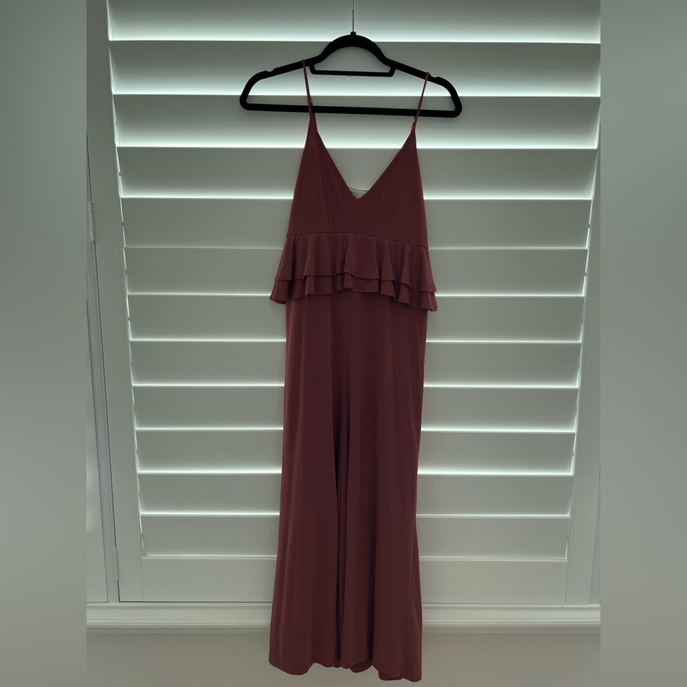 Dusty Rose Ruffle Capri Jumpsuit